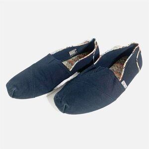 SKECHERS Bobs Dreamer Navy Slip On Plush Slip-on Canvas Flat Rainbow Piping 💙